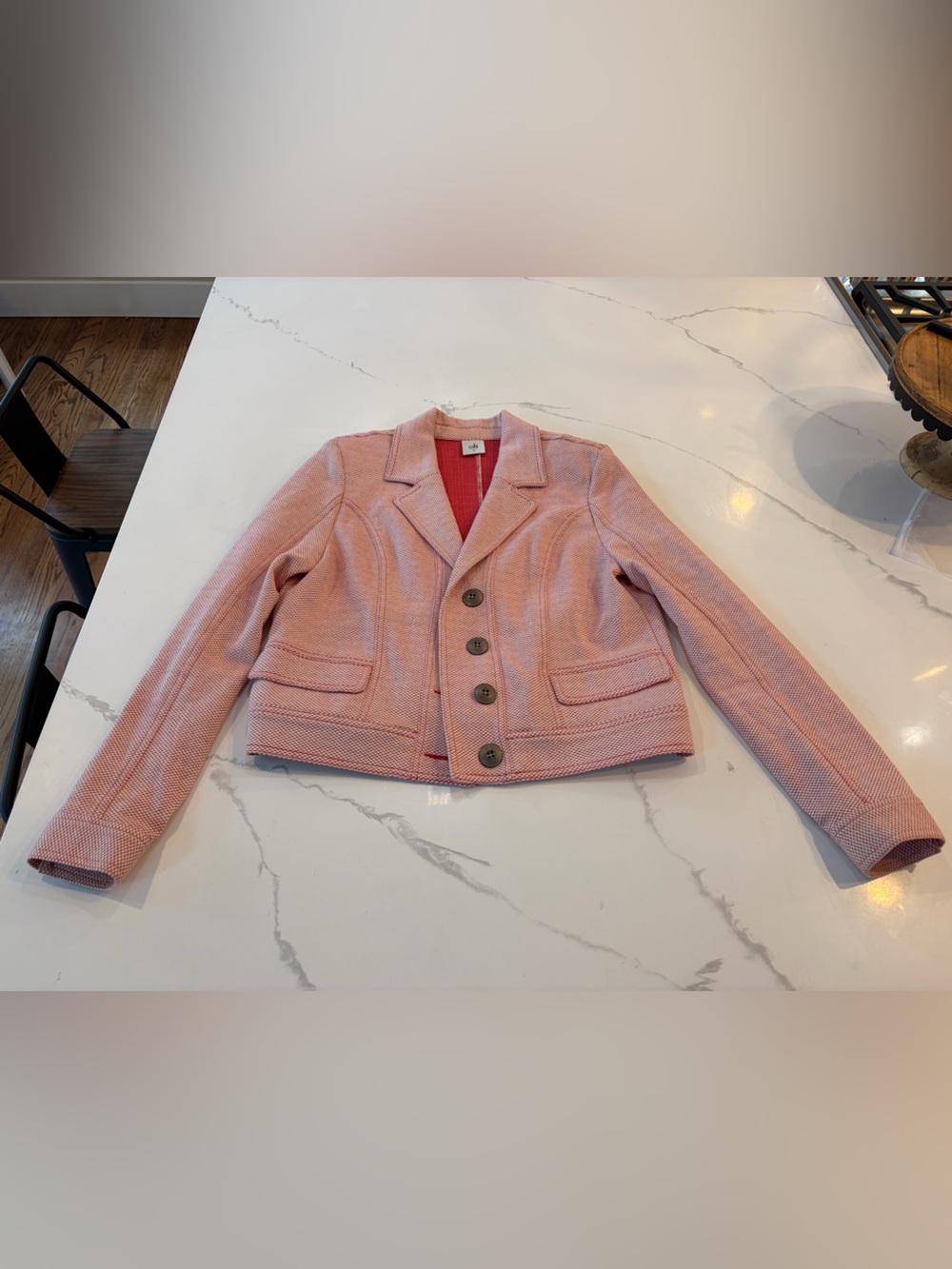 CAbi Pink Textured Cropped Blazer - Size Medium